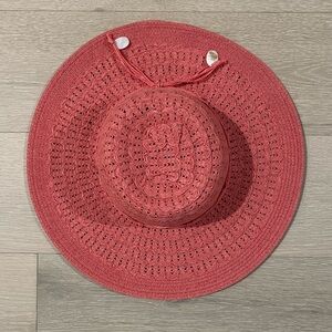 C.C wide brim coral sun/beach hat